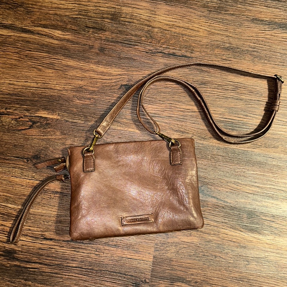Brown leather crossbody purse
